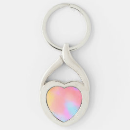 regnbågssky twisted heart silverfärgad nyckelring