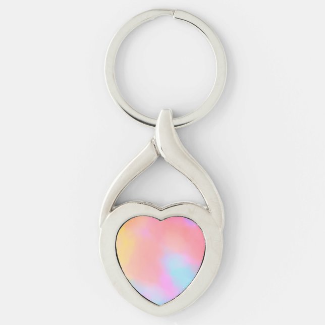 regnbågssky twisted heart silverfärgad nyckelring (Framsidan)