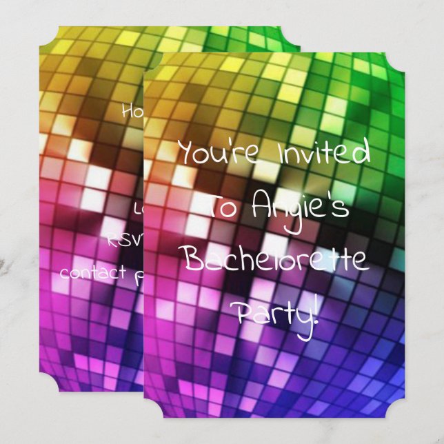 regnbågsspegeldisk möhippa inbjudningar (Fram/baksida)