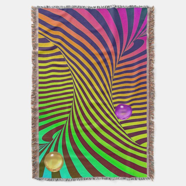 Regnbågsspiral Optisk Illusion med Kulor Filt (Framsidan Vertikal)