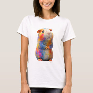 Regnbågsstänkt Hamster Konst Akvarell Kvinnor T Shirt