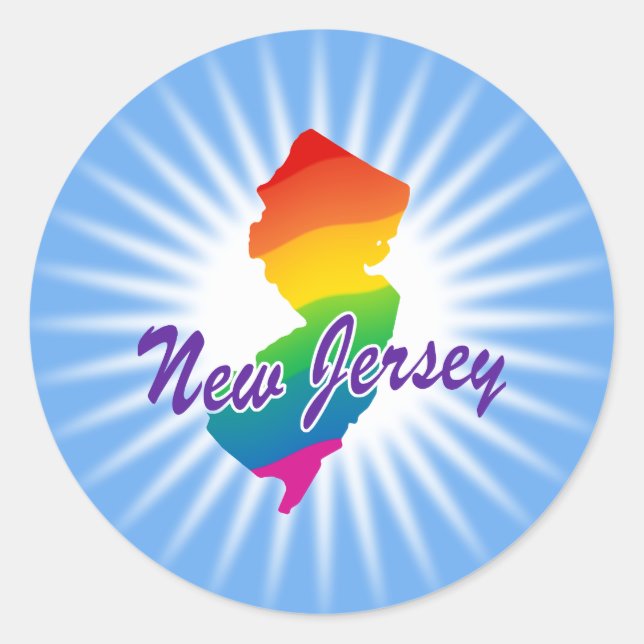 Regnbågsstaten New jersey Runt Klistermärke (Framsida)