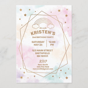 Regnbågsstenar i vattenfärg Modern Party Inbjudningar