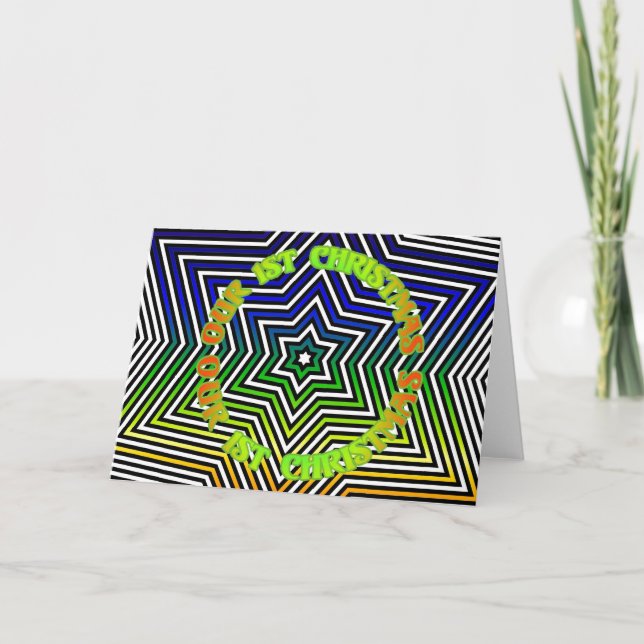 Regnbågsstjärna Första julen Högtidshälsning Helgkort (Framsida)