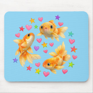 regnbågsstjärnor kawaii söt guldfisk husdjur musmatta