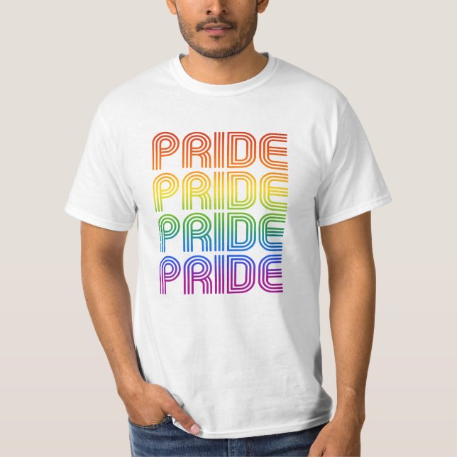 Regnbågsstolthet Retro T Shirt (Framsida)