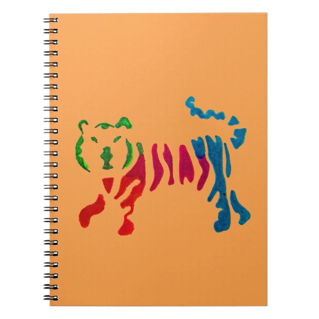 Regnbågsstripey tiger art anteckningsbok med spiral (Framsidan)