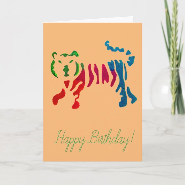 Regnbågsstripey tiger art kort (Framsida)