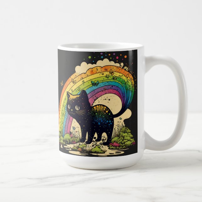 Regnbågssvart katt, söt lgbtq kaffemugg (Höger)