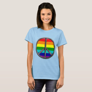 Regnbågssymbolen för fredstecken HBTQ stolthetssym T Shirt