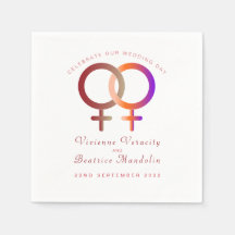 Regnbågssymboler lesbisk bröllop napkin