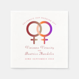 Regnbågssymboler lesbisk bröllop napkin pappersservett