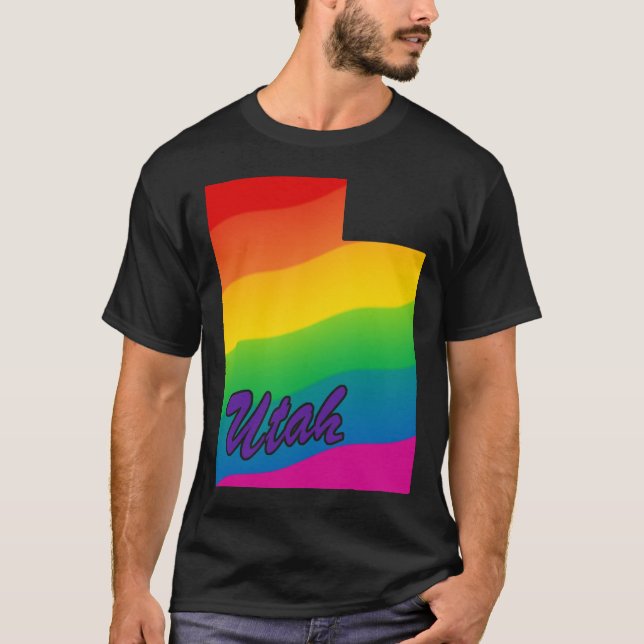 Regnbågstatuskontur Utah T Shirt (Framsida)