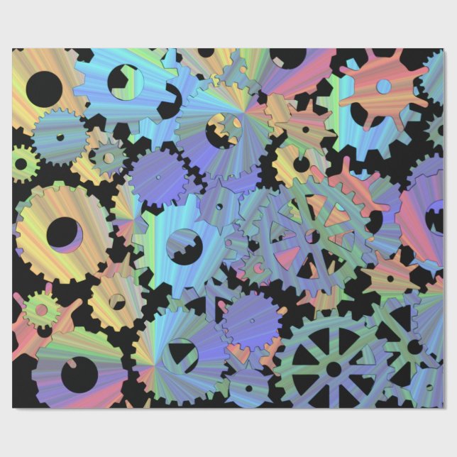 Regnbågsteampunk metall presentpapper (Platt)