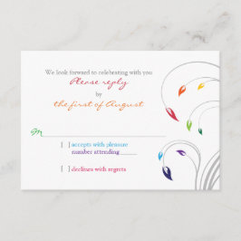Regnbågstema Blommig Bröllops-Svar RSVP OSA Kort