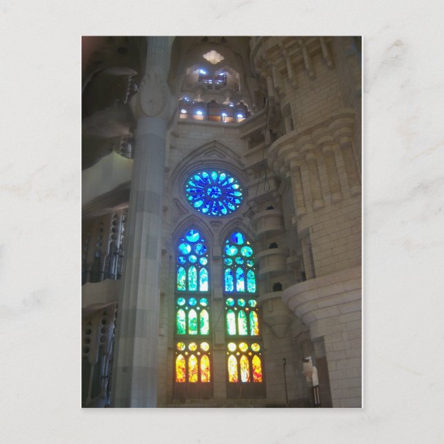 Regnbågstenade glasfönster vykort (Framsida)