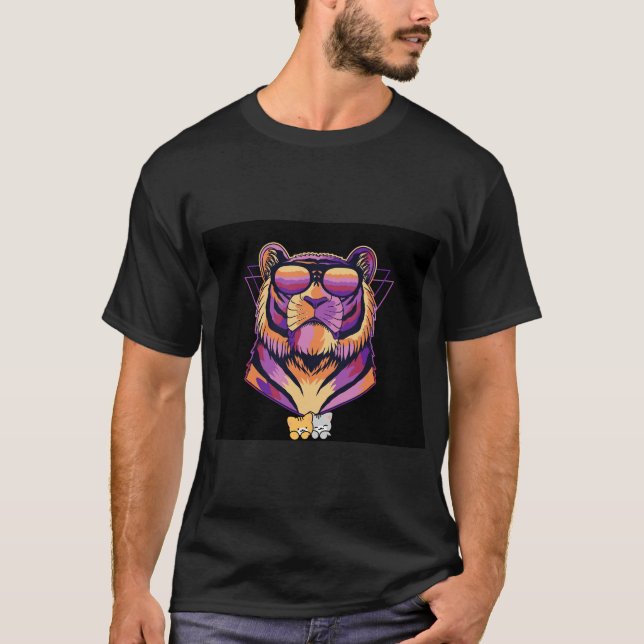 Regnbågstiger & katt design t-shirt design (Framsida)