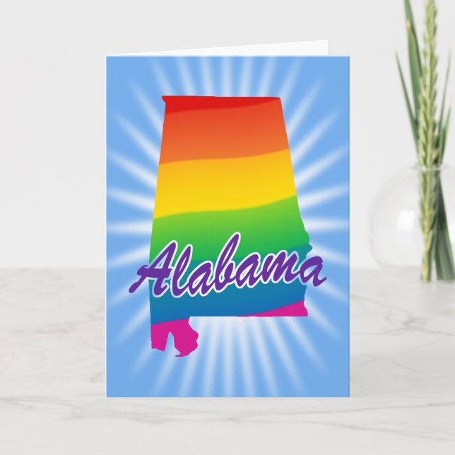 Regnbågstillstånd för Alabama-gratulationskort Kort (Framsida)