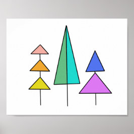 regnbågsträd geometriska digitala enkla trianglar poster
