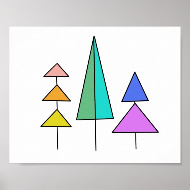 regnbågsträd geometriska digitala enkla trianglar poster (Framsidan)