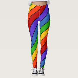 Regnbågstrimlad diagonal leggings