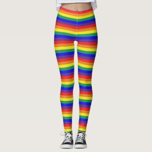 Regnbågstrimlade skinn leggings
