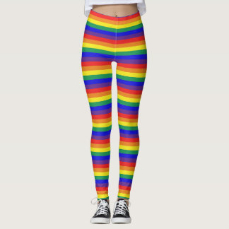 Regnbågstrimlade skinn leggings