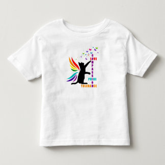 Regnbågströja för småbarn med katt och fjäril för  t shirt