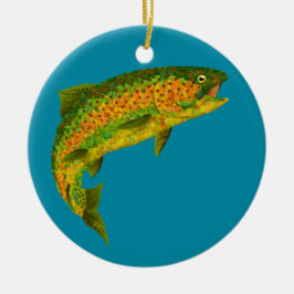 RegnbågsTrout aspen 4 Julgransprydnad Keramik