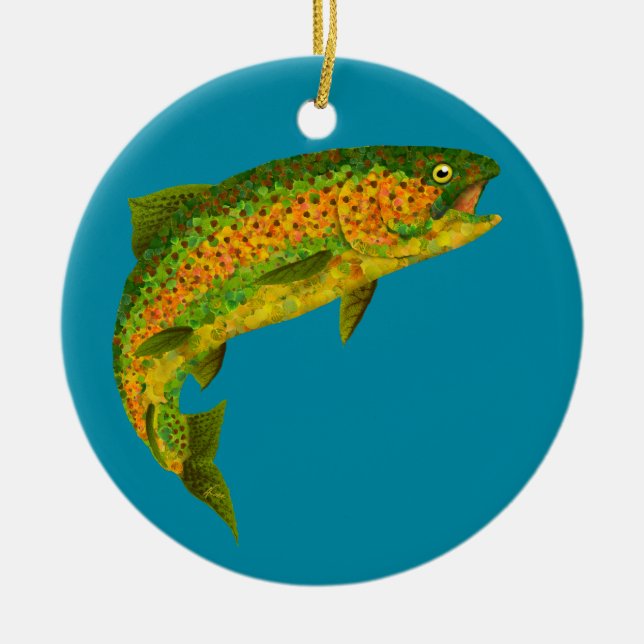 RegnbågsTrout aspen 4 Julgransprydnad Keramik (Framsidan)