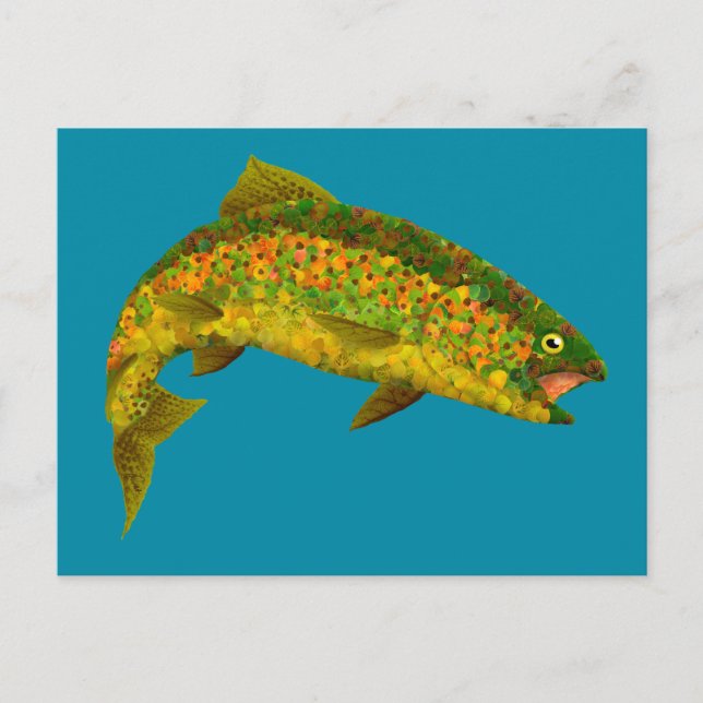 RegnbågsTrout aspen Löv 3 Vykort (Framsida)