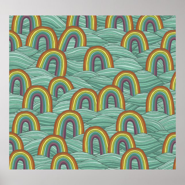 Regnbågstyp: Handritad Vintage Poster (Framsidan)