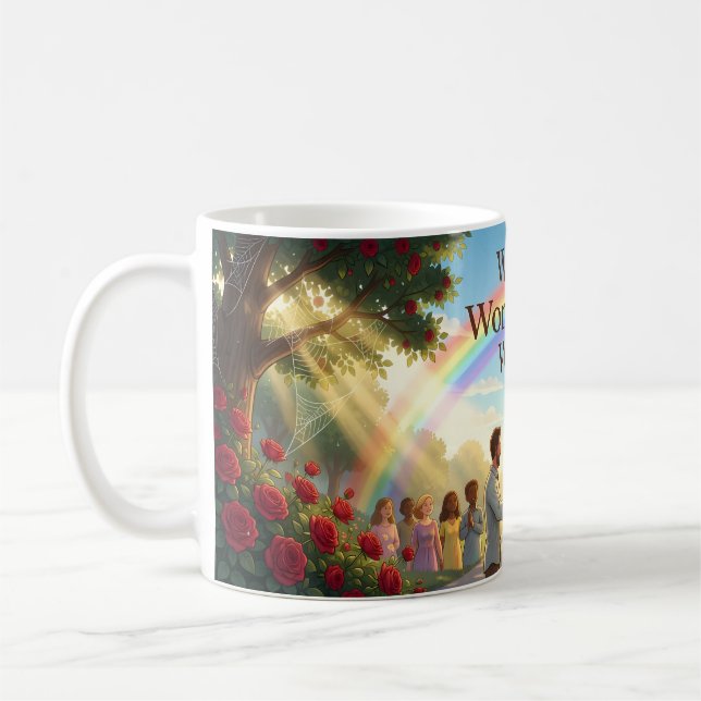 Regnbågsunder och harmoniaffisch kaffemugg (Vänster)