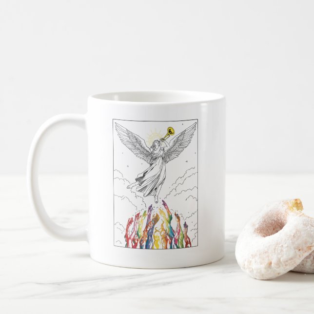 Regnbågsuppstigning – Prideängeln av Hopp Kaffemugg (Med munk)