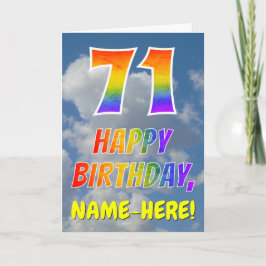 Regnbågsutseende "71" & "GRATTIS PÅ FÖDELSEDAGEN", Kort