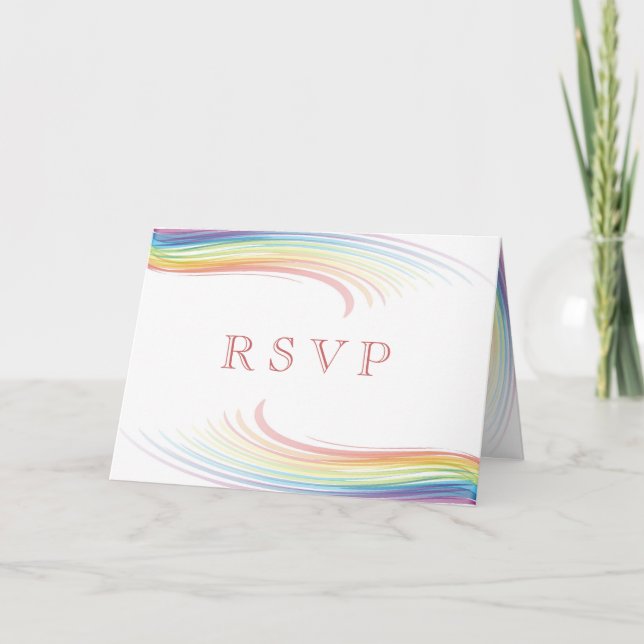 Regnbågsvåg RSVP-kort Inbjudan (Framsida)