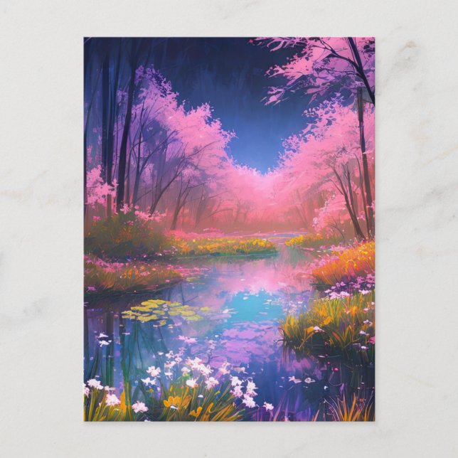 Regnbågsvampen i Färgaden Enchanting Forest Vykort (Framsida)
