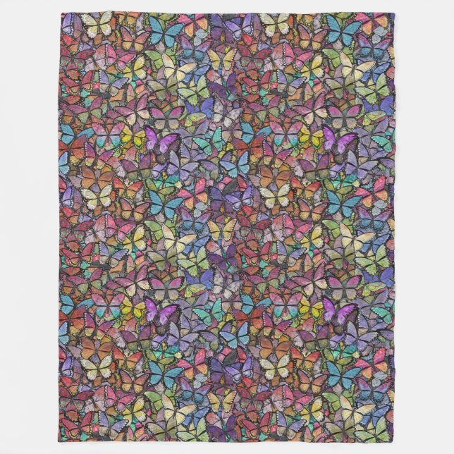 regnbågsvapen, fjäril mönster fleecefilt (Framsidan)