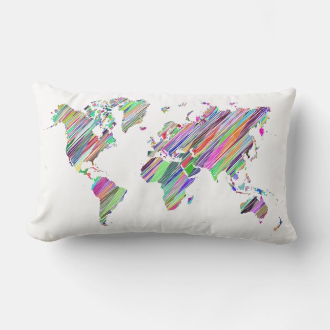 Regnbågsvärldskarta Lumbarkudde (Framsida)