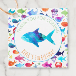 Regnbågsvattenfärg under havsregnet Tack Gåvor Etiketter