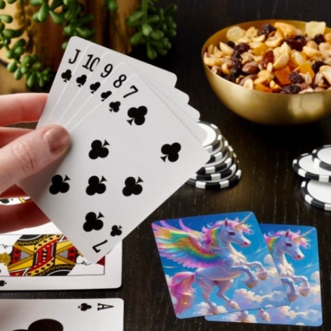 Regnbågsvingad dansande enhörning casinokort (Poker type playing cards . Easy to shuffle smooth card stock. 2.5" x 3.5" 
)