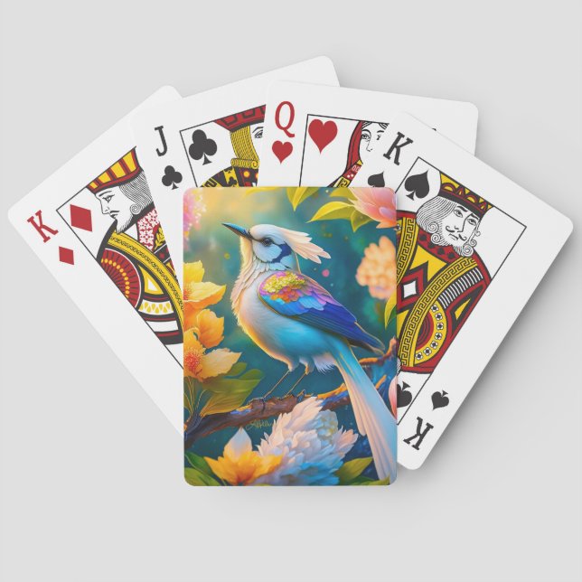 Regnbågsvingad Jay-fantasyfågel Casinokort (Baksidan)