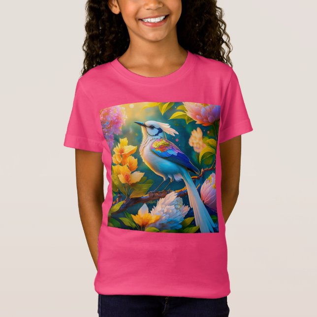 Regnbågsvingad Jay-fantasyfågel T Shirt (Framsida)