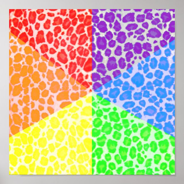 Regnbågsvinklar Leopardmönster Poster (Framsidan)