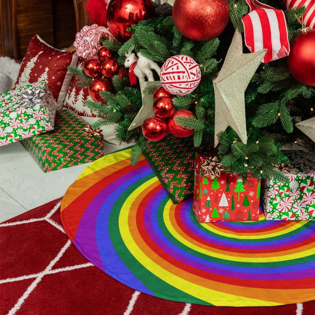 Regnbågsvirvelmönster Julgransmatta Fleece (Rainbow Twirl Pattern Fleece Tree Skirt)