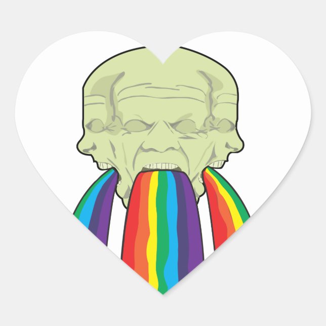 Regnbågsvomit från DOOM! Hjärtformat Klistermärke (Framsida)