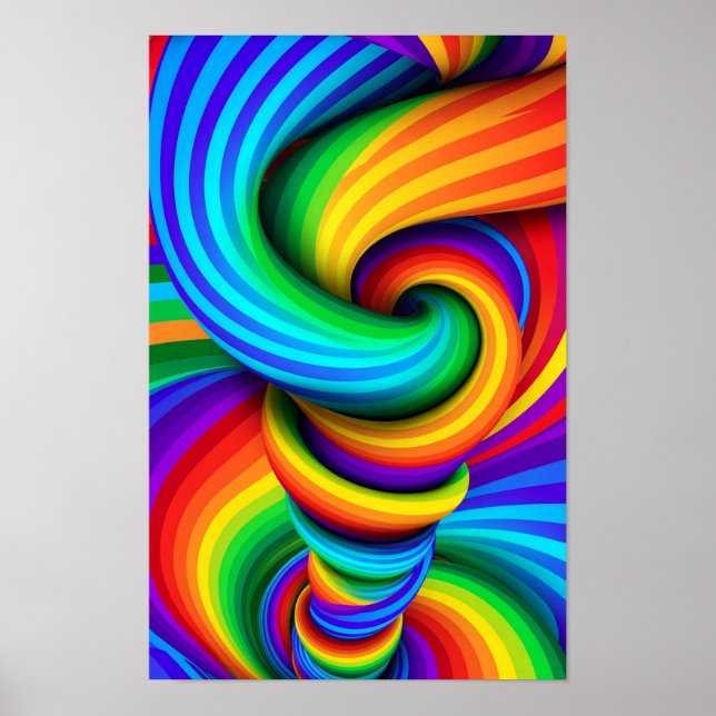 Regnbågsvriden Tornado Virvel - Optisk Illusion Poster (Framsidan)