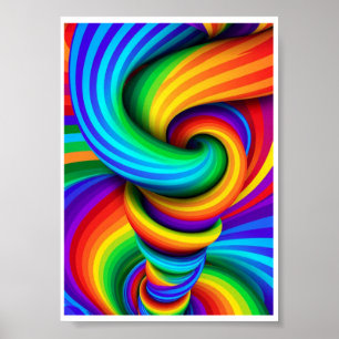 Regnbågsvriden Tornado Virvel - Optisk Illusion Poster