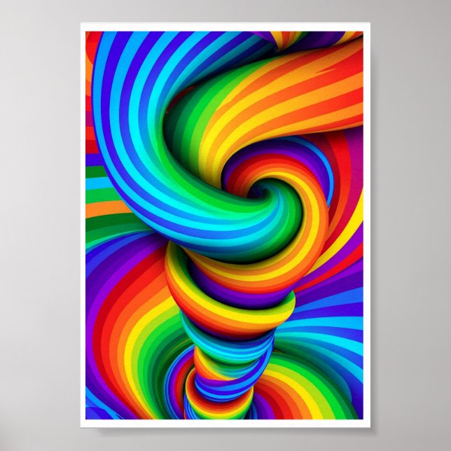 Regnbågsvriden Tornado Virvel - Optisk Illusion Poster (Framsidan)