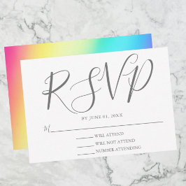 Regnbågtonad enkel Chic Typografi Gay Bröllop OSA Kort